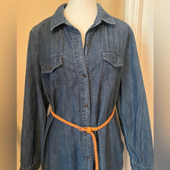 Chico’s Denim Shirt Dress, Size 2 - Picture 2 of 6